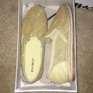 Gold Slip on Shoes